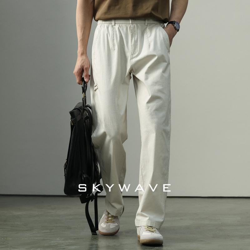 メンズ ワイドレッグパンツ 夏用 通勤 カジュアル ストレートレッグ ストリート アメリカンスタイル 日系 ベーシック ワークパンツ