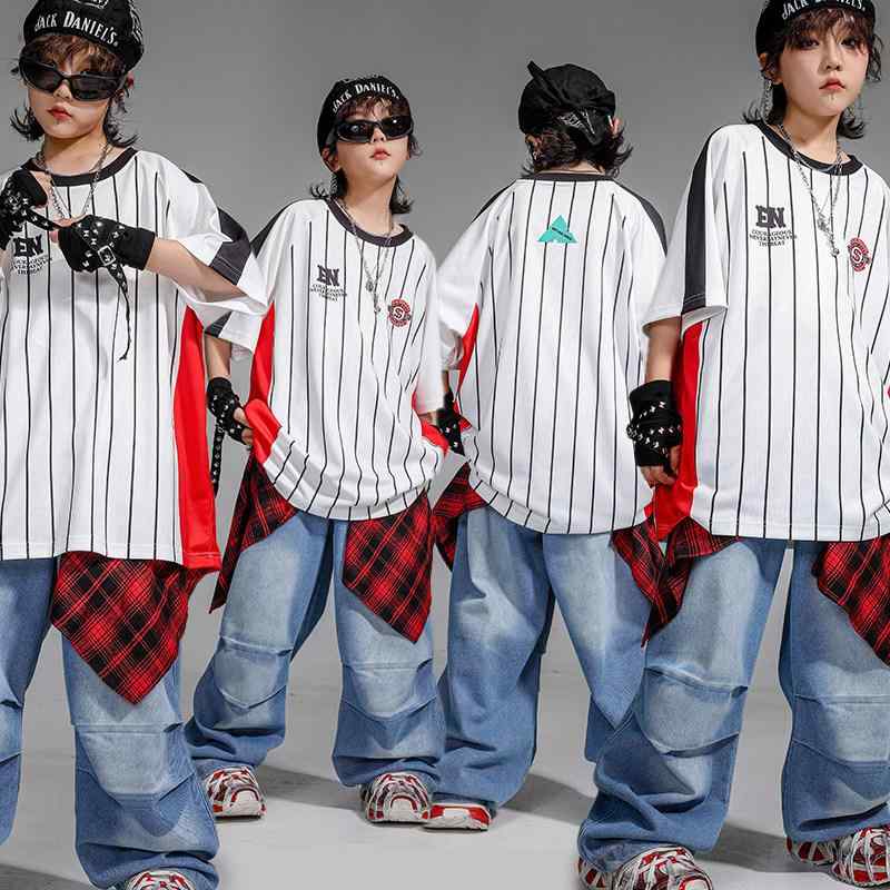 ストリートダンス衣装 キッズ 男の子 ヒップホップ セット 半袖 トップス クール ストリートスタイル スタイリッシュ ダンスパフォーマンス 普段使い 軽量 伸縮性