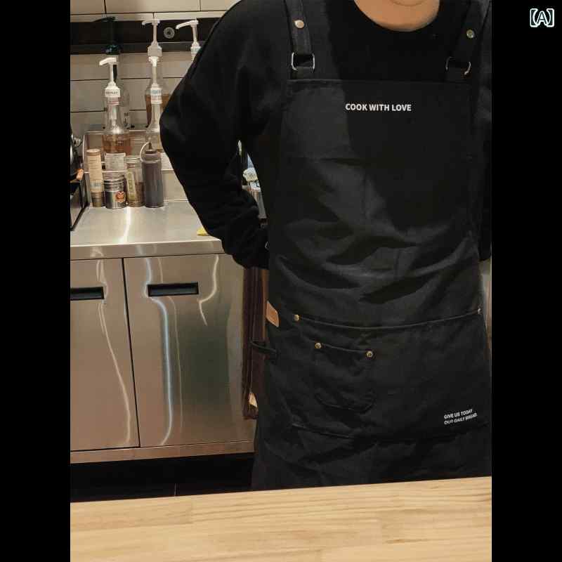 エプロン キッチン用 レストラン向け シンプル 百搭 汎用 料理 家庭用 日常使い 軽量 綿素材 伸縮性 吸湿速乾