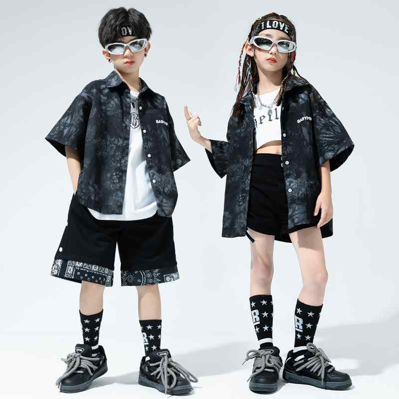 キッズ ダンス衣装 男の子 女の子 ヒップホップ ストリートダンス ジャズダンス セット パフォーマンス ステージ ウェア スタイリッシュ かっこいい ダンスレッスン ステージ用 子供服 ダンスウェア