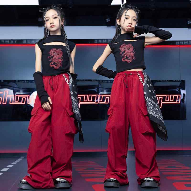 キッズ 女の子用 ジャズダンス衣装 夏用 パフォーマンスウェア クール ファッション スタイル ステージ ダンス 伸縮素材 軽量 吸湿速乾 通気性