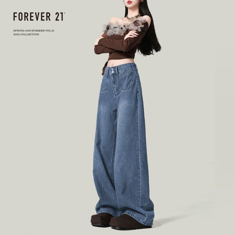 レディース デニムパンツ レトロ ブルー スリム効果 ワイドレッグ ハイウエスト 落ち感 ロング丈 アメリカン カジュアル 普段使い ストレッチ 素材