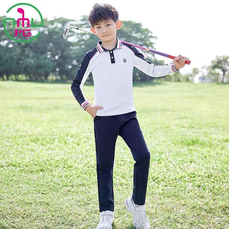 ゴルフウェア 男の子 春夏 長袖 トップス 速乾 長ズボン 吸湿速乾 ポリエステル 伸縮性 カジュアル 軽量 子供用 ゴルフ服 男児 春夏用 速乾素材 長袖シャツ ロングパンツ