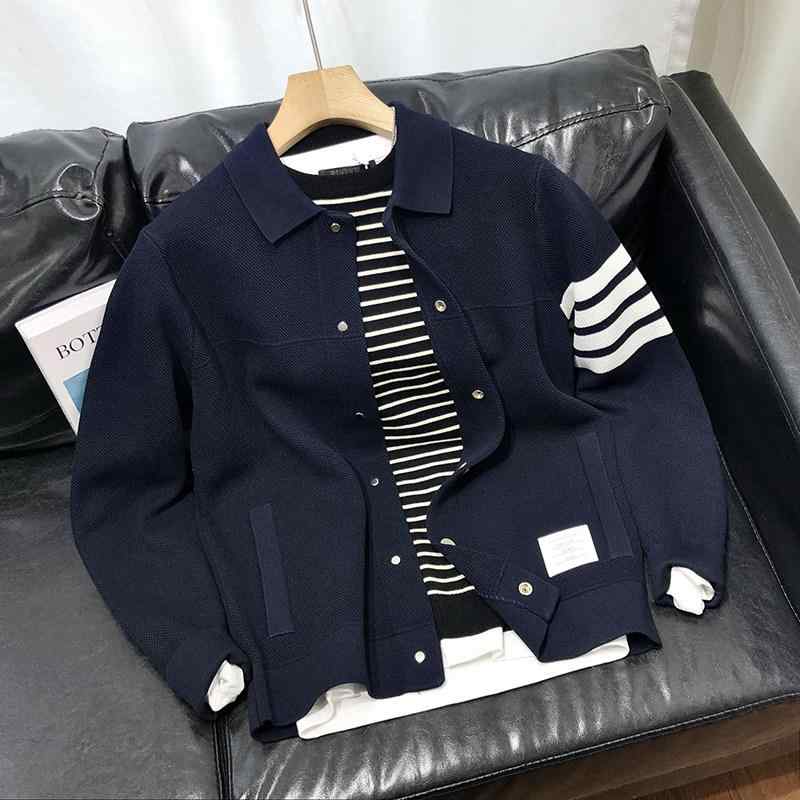 ジレー メンズ 秋冬 長袖 生あたたかい 朦朦たる 編み物 ティーシャツ 縞模様 うつり変わり 色合い 心地好い 表現スタイル 日常使い走り トップス