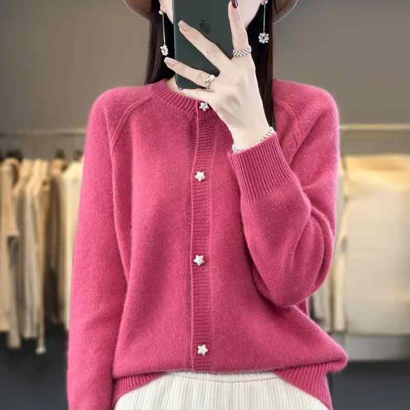 ニット カーディガン 女性用 春夏 秋冬 ラウンドネック 長袖 プルオーバー 羊毛 セーター ゆったり 大きいサイズ 無地 軽量 暖かみ コットン混 ゆったりシルエット トップス ロング丈 アウター 普段使い 通勤用 伸縮性 柔らかい ベーシック アイボ