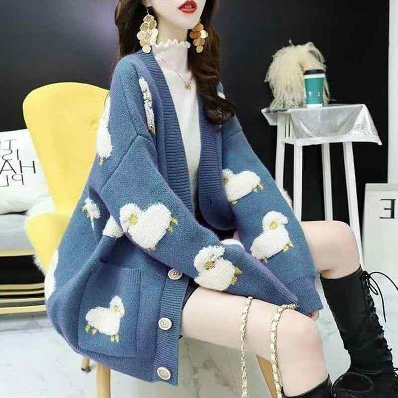 秋冬 ニットカーディガン レディース 大きいサイズ 厚手 ゆるふわ 韓国風 学生服 ニットトップス コート ゆったり モヘア混 暖か 普段使い 伸縮性 吸湿速乾 ブラウン系 グレー系 ベージュ ビッグシルエット Vネック 切り替えデザイン