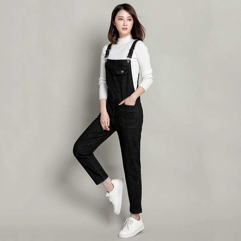 デニムパンツ レディース 大きいサイズ 女性用 ゆったり ストラップ ビッグシルエット ストレッチ 綿素材 普段使い 通勤用 カジュアル ハイウエスト ブルー ブラック