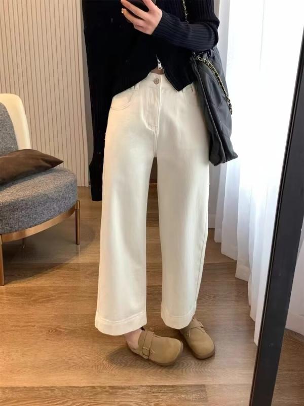 デニムパンツ 女性用 春夏 ブルー ストレート レギュラー ビッグサイズ 牛仔 ゆったり ワイドレッグ クロップド 普段使い 軽量 伸縮性 吸湿速乾 ハイウエスト スリム効果 遮カバー カジュアル