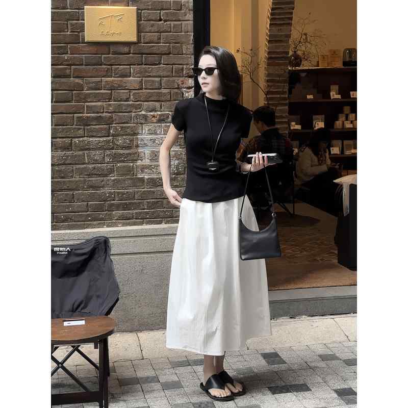 レディース スコート フレンチ 最小限度 春夏 A生産ライン MIDI丈 白いこと ドレープ 立体仕立てもの 合わせ分かりやすい 普段使い