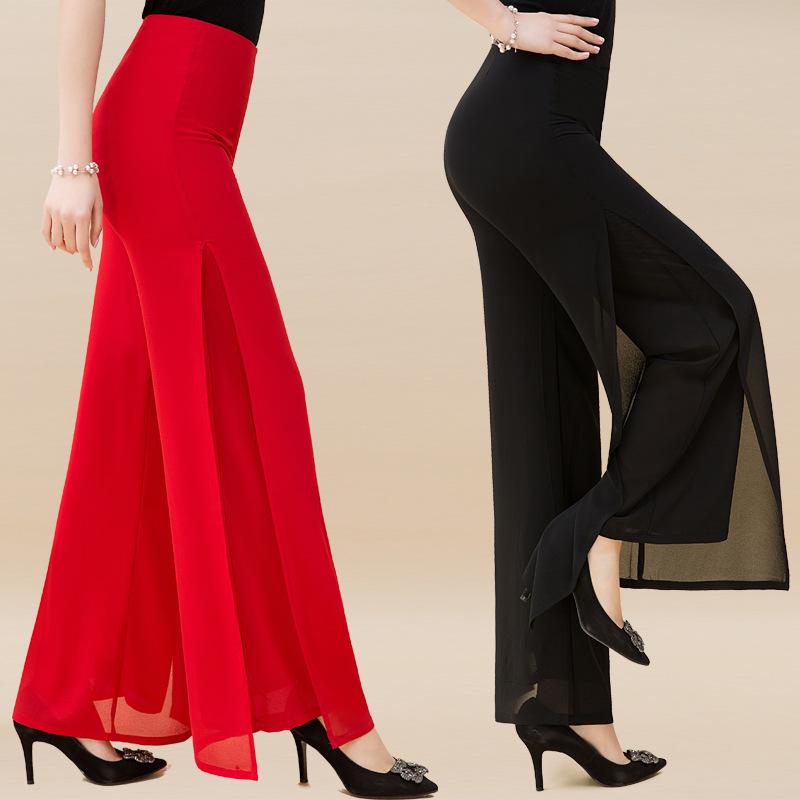 スカートパンツ レディース 高腰 ロング丈 ビッグサイズ ロングスカート レースネット ゆったり フレアパンツ ストレートパンツ カジュアルパンツ スリット ワイドレッグパンツ ゆったりシルエット 軽量 伸縮性 通勤用 普段使い コットン混 デニム風 ブ
