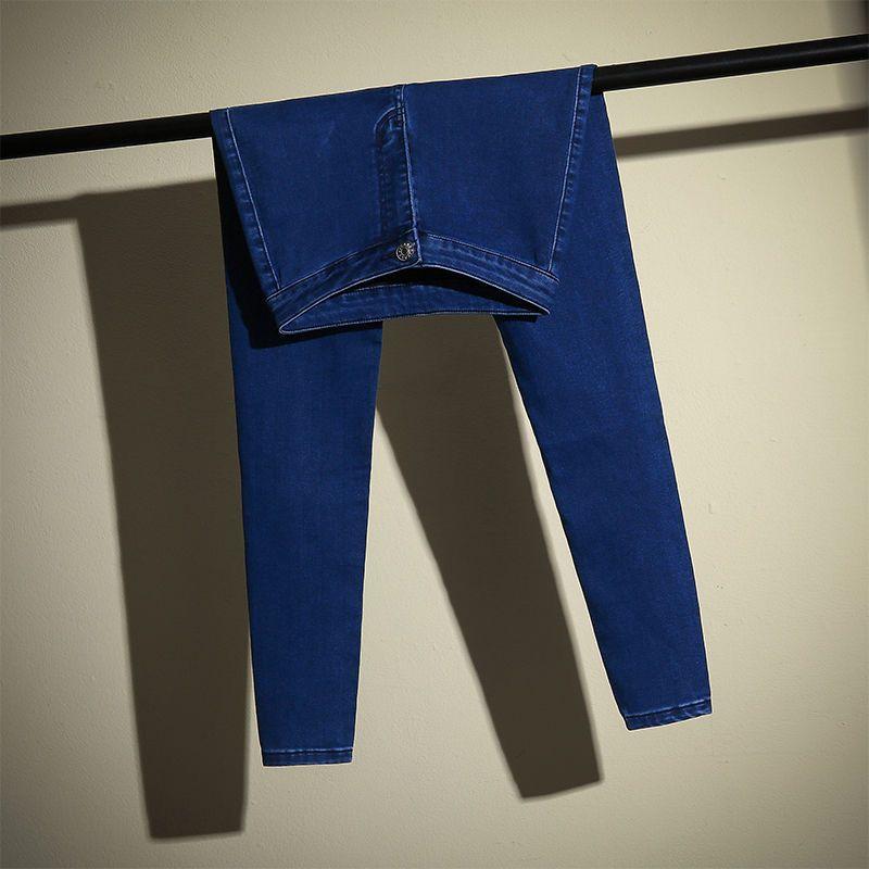 デニムパンツ 女性用 スキニーパンツ ロング丈 ハイウエスト 九分丈 細身シルエット 伸縮性 綿素材 デニム生地 ラウンドトゥ スリムフィット 普段使い 通勤用 アウトドア 軽量 吸湿速乾 ブラック ブルー系 ダークカラー 春夏 秋冬 通年