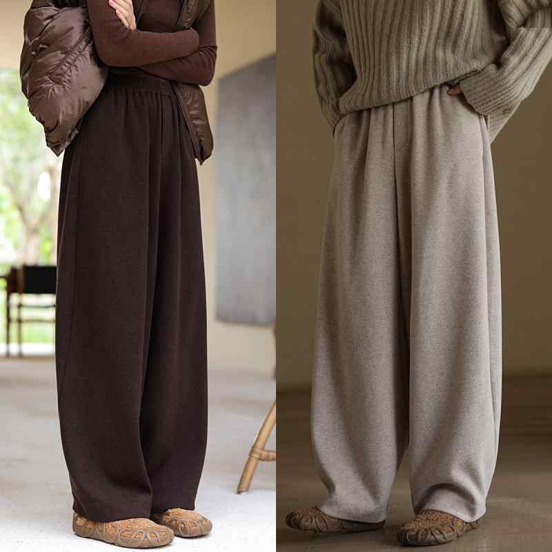 秋冬 レディース ロングパンツ 羊毛 アセテート 混紡 滑らかな 素材 洗濯機 可 スリム 効果 厚手 保温 暖か ボトムス 普段使い 伸縮性