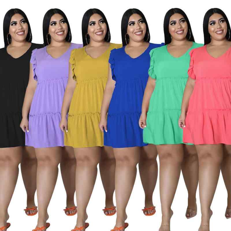 ワンピース レディース 春夏 大きいサイズ 女性用 純色 ゆったり トップス Vネック ノースリーブ フリル ギャザー プリーツ ミディ丈 ドレス 綿混 軽量 通勤 普段使い カジュアル シンプル ブラック ピンク系 アイボリー 吸湿速乾 伸縮性 ビッグ