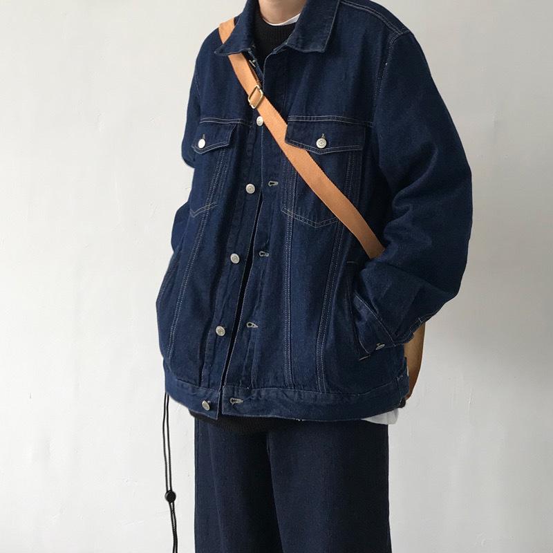 メンズ ジャケット デニム ディープブルー 復古 春秋 秋冬 コート 外套 男性用 牛仔布 洗い加工 スタンドカラー ルーズフィット カジュアル ストリート 軽量 通勤 普段使い 伸縮性 吸湿速乾 切り替え デザイン 4,647円