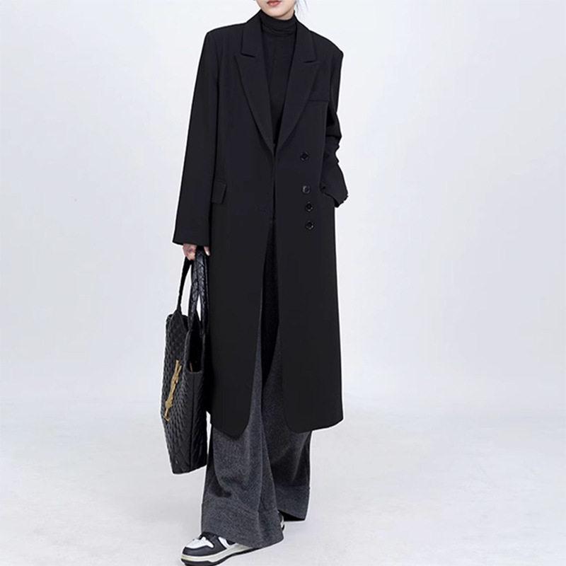 女性用 トレンチコート 大きめサイズ 中長丈 高級感 ストレートショルダー カラー 上品 スリム効果 カジュアル アウター 春 ゆったりフィット 軽量 吸湿速乾 通勤 普段使い