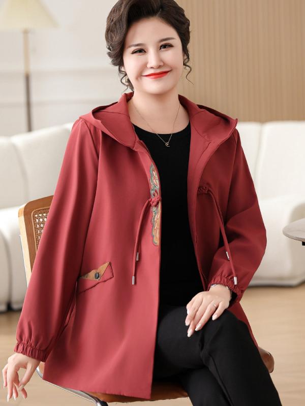 アウター レディース 年月 ゆったり 土手っ腹押しかぶせる トレンチ風 上衣 中年お上さん 大きめ大きさ 填まる 厚地の外套 普段使い走り 軽さ 伸縮性
