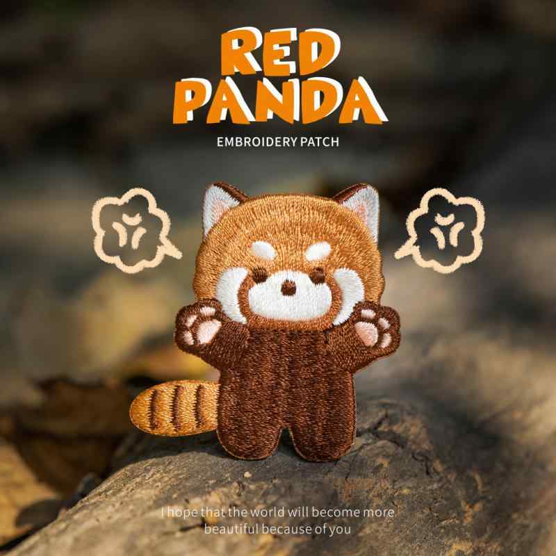 刺繍パッチ レッサーパンダ かわいい 布 自粘着 アップリケ 服 鞄 iPad ケース PC バッグ パンツ 装飾 アクセサリー 日常使い 軽量 柔軟素材