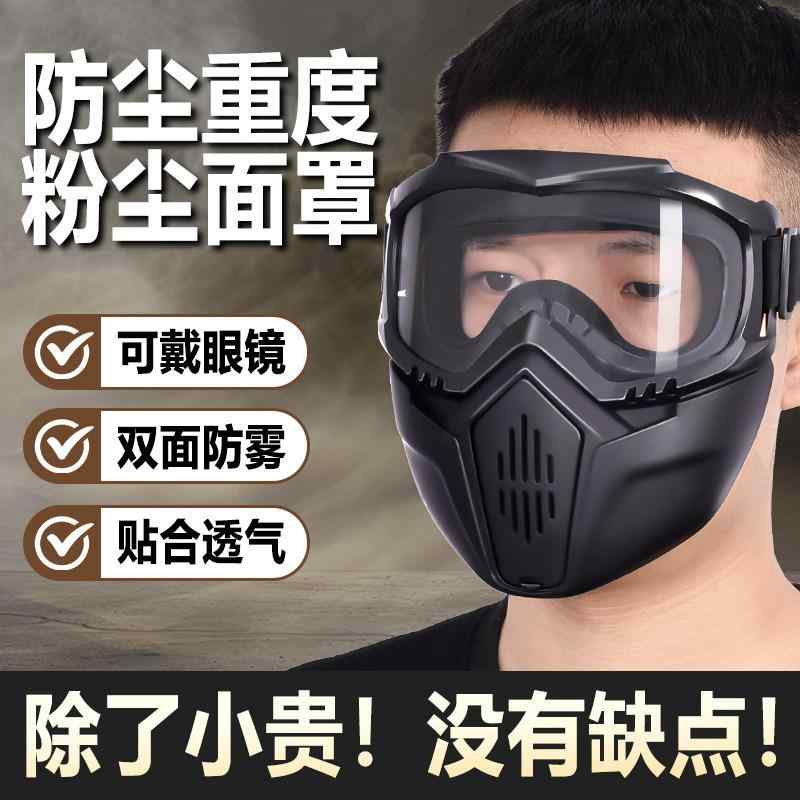 全顔マスク 防塵 重度粉塵対応 防毒 通気性 一体型 研磨作業用 開槽付き 保護具 工業用 安全グッズ 粉じん作業 軽量 耐久性