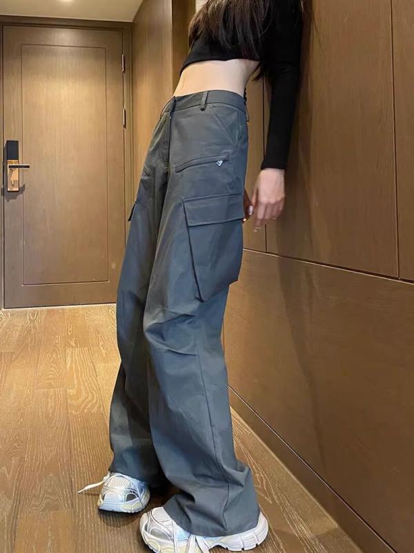 レディース カーゴパンツ 御機嫌酉の方角 ワイドレッグ 薄墨色 細押し出し レトロ ミリタリー アメリカン 引っ切り無い 影ぼうし 心地よい ロング丈 年月 日常使い走り 好いたらしい