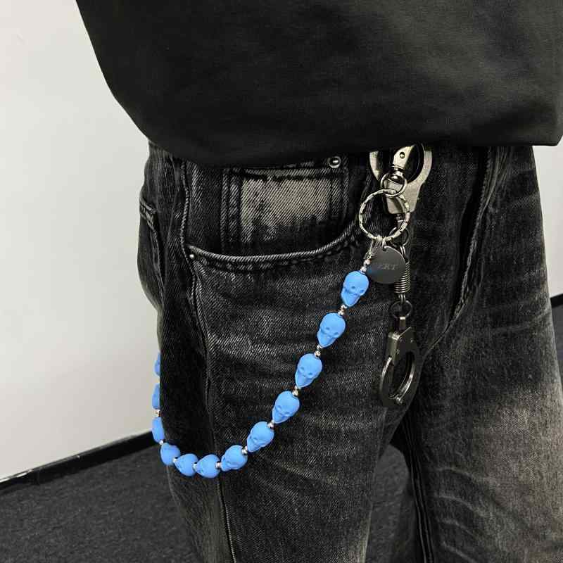 パンツチェーン スカルヘッド ヘビー 腰間 アクセサリー スタイリング 装飾 メンズ ファッション ストリートスタイル コーディネート ポイント