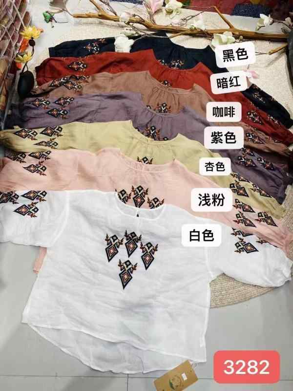 苧麻刺繍 シャツ レディース 春夏 ビッグサイズ 前短後長 トップス 復古風 切り替えデザイン 軽量 綿混 吸湿速乾 ゆったりシルエット 日常使い かわいい 女性用 半袖 カジュアル インバネス風 刺繍柄 ナチュラル ベーシック 部屋着 外出着 通勤 通