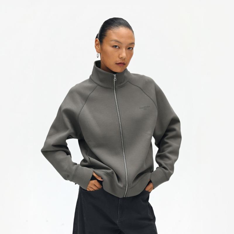 レディース ジレー 春 ゆったり ラグラン袖 照明ランプ色合い ジップアップ 単色 第一義的 アウター 軽さ綿織物 通気性 綿織物原料品 伸び伸びする填まる アメリカン表現スタイル