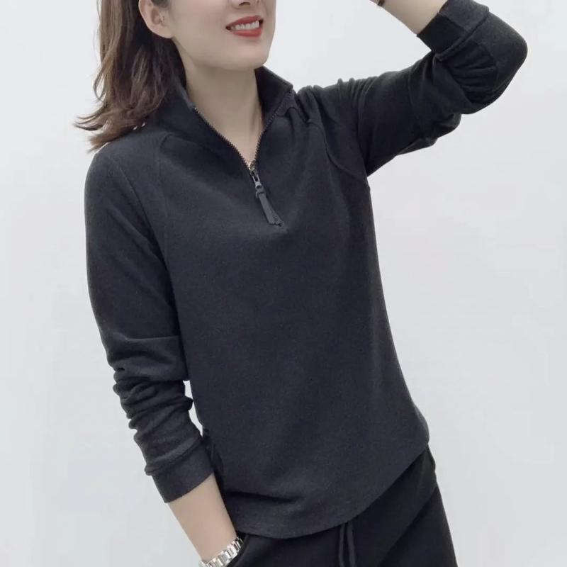 レディース 秋冬 インナー 長袖 ハーフジッパー トップス スタンドカラー 厚手 保温 両面フリース 暖か素材 ベースレイヤー レイヤリング 普段使い コーディネート
