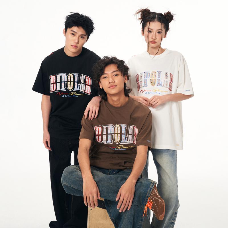 春夏 短袖Tシャツ 虹色 フリンジ パッチ ビビッドカラー ストリートスタイル ゆったり スリム見せ フィット トップス アメリカン コットン 普段使い カジュアル