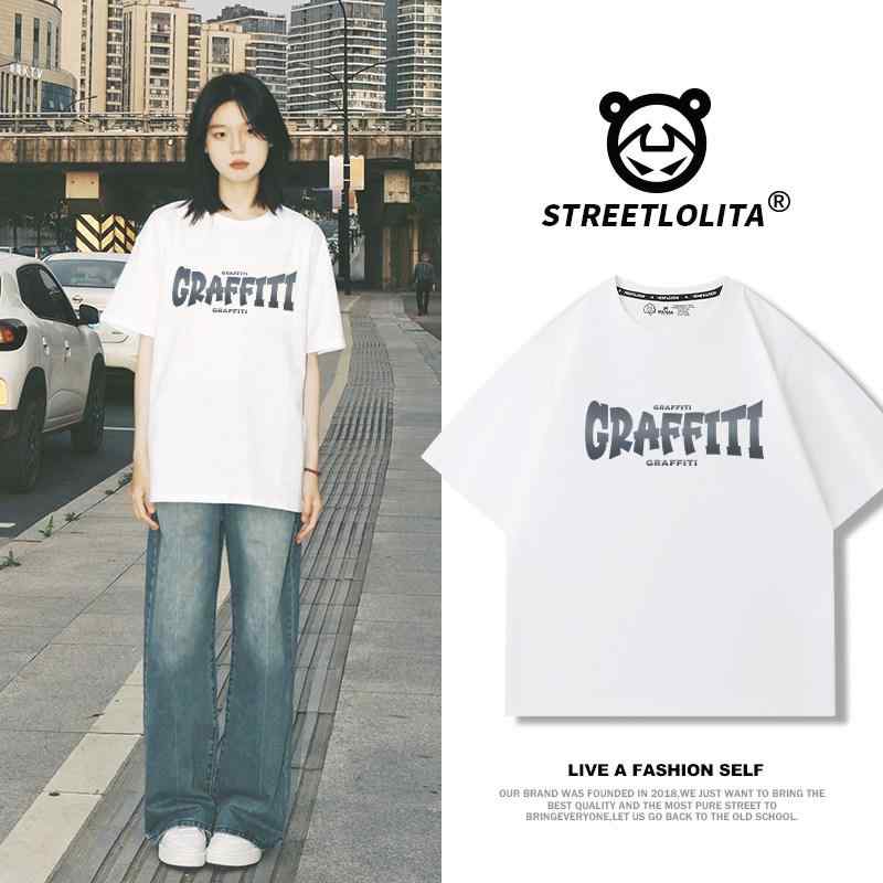 Tシャツ レディース 夏 白 ゆったり コットン 半袖 正肩 アメリカンスタイル カジュアル トップス 通気性 吸湿速乾 フィット 普段使い