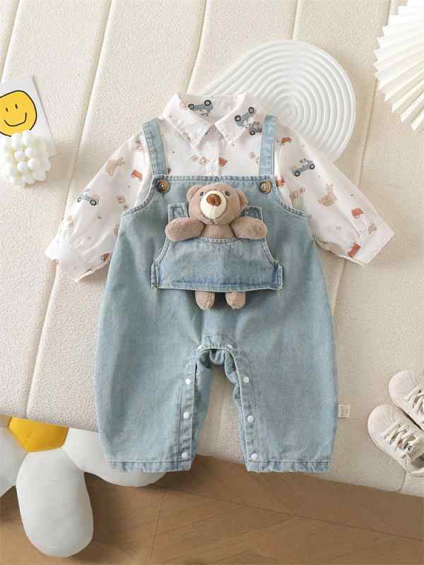 キッズ 春夏 セット ベビー 男の子 女の子 シャツ 背広パンツ デニム オーバーオール トップス ボトムス 綿 伸縮性 軽量 通気性 かわいい 普段使い カジュアル 春 ベビー服 2点セット