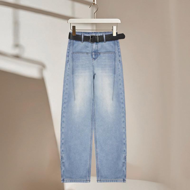 デニムパンツ レディース ハイウエスト ワイドレッグ 春 バナナシルエット ゆったり 細見え カジュアル 普段使い アメカジ デニム素材