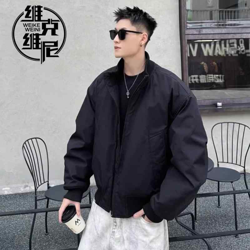 メンズ コート ジャケット 綿 中綿 厚手 春秋 ストリート カジュアル フィット アビエーター アウター 暖か 普段使い 軽量 コットン 素材 ボンバー スタイル