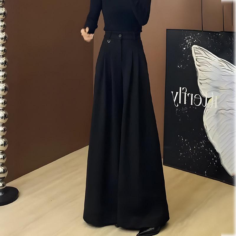 レディース 黒いこと 背広ズボン下 ワイドレッグ 春 通い用 分かりやすい 表現スタイル 好いたらしい 座標し分かりやすい 脚長成り行き 伸ばすこと原料品 軽さ ボトムス