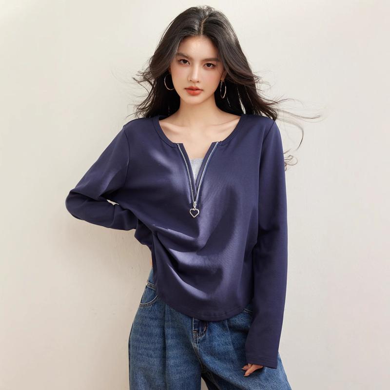 ロングスリーブ Tシャツ 女性用 春夏 韓国 スリムフィット インナー 偽ツーピース 肩正位 トップス 長袖 ブラウス 春物 軽量 綿混 伸縮性 普段使い 通勤 かわいい ビッグシルエット