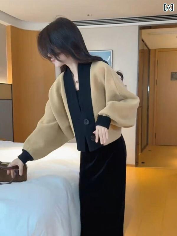 カーディガン レディース 秋冬 ショート丈 ゆったり フィット ビッグシルエット ニット 上品 スタイリッシュ 暖かみ 柔らかい ウール調 素材 カジュアル レイヤード 日常使い
