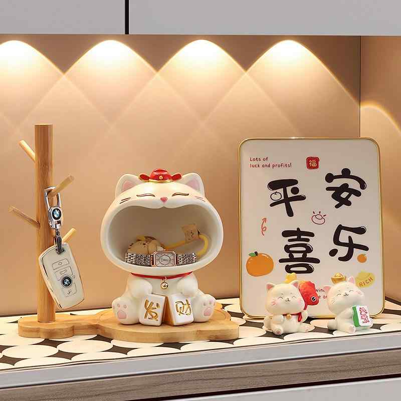 玄関 置物 鍵 収納 まねき猫 かわいい インテリア 飾り リビング デコレーション ラッキーアイテム ホーム 収納ボックス