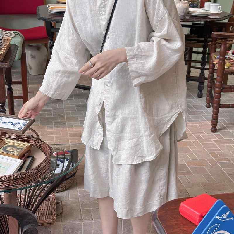 プルオーバー リネン 長袖 心地よい 春 理性的 冷やりとした 吸湿速乾 軽さ 通気性 普段使い走り トップス 生まれ変わり衣料繊維 伸縮性