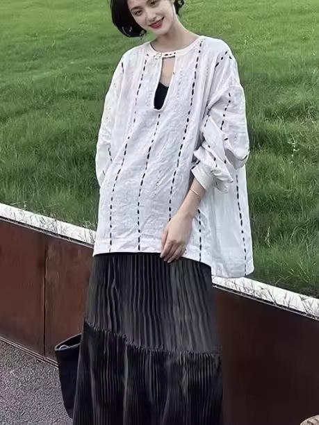 リネン トップス 女性用 春夏 接触冷感 吸湿速乾 防晒 切り替え デザイン ゆったりシルエット 軽量 通勤 普段使い 部屋着 アウトドア ブラック ピンク系 アイボリー｜リバーパディ