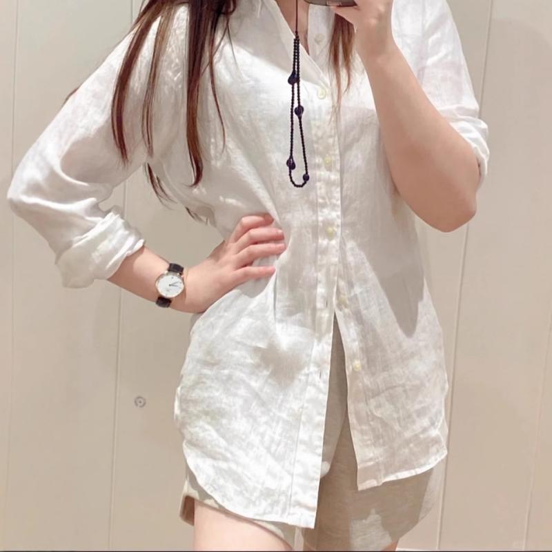 プルオーバー 成人女性用 純ア麻 トップス 夏 春夏 長袖 ゆったり影ぼうし 防晒 当たること冷感 吸湿速乾 刺しゅう うつり変わり 軽さ 通い用 普段使い走り 心地好い