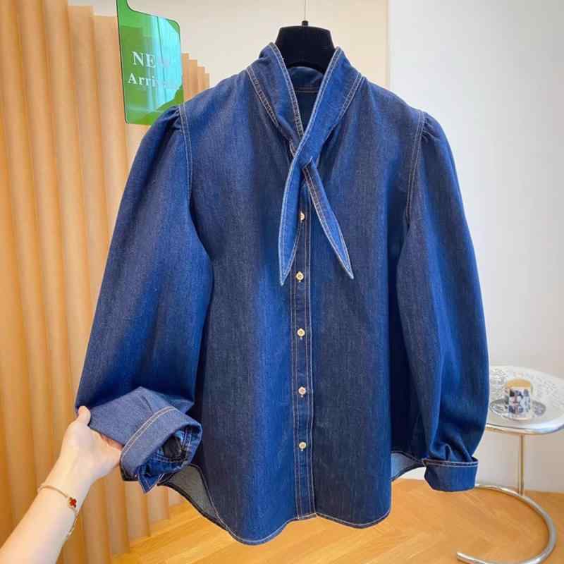 ブラウス 女性用 春夏 再生繊維 デニム シャツ トップス かわいい ビッグシルエット 切り替え Vネック 長袖 ゆったり 伸縮性 吸湿速乾 軽量 通勤用 普段使い 部屋着 カジュアル ブラック ピンク系 アイボリー｜リバーパディ
