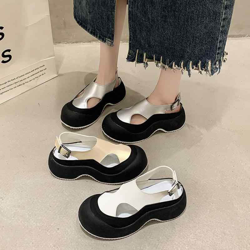 サンダル 女性用 春夏 ファッション 韓国 ピンク系 カラーブロック 厚底 ストラップ ビーチサンダル 軽量 通気性 防水 ハイウエスト ビッグシルエット 普段使い アウトドア デニム素材 再生繊維 伸縮性 吸湿速乾