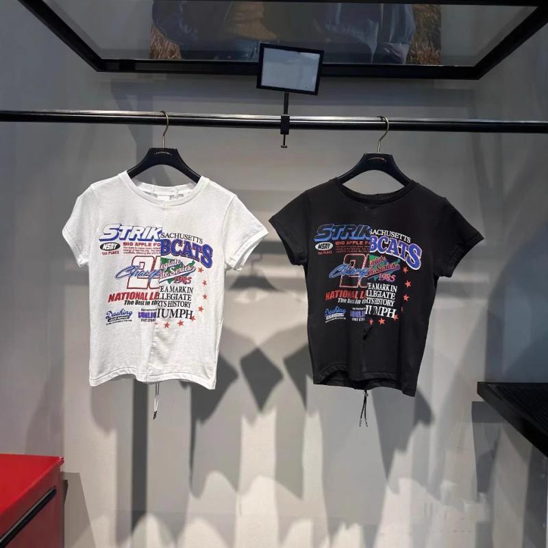 ティーシャツ お上さん用 春夏 ラウンドのど首 短袖 ドローストリング ビンテージ産業 文字刷り上げる 綿織物原料品 軽さ 通い 普段使い走り 心地好い 黒いこと 薄墨色 サクラ色 象牙色