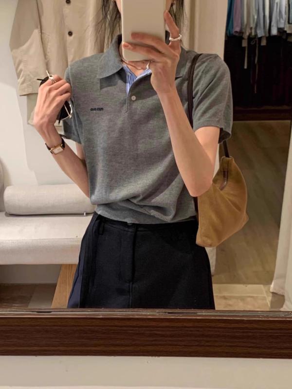 Tシャツ 女性用 春夏 韓国 グレー 偽ツーピース デザイン 短袖 トップス 撞色 ストライプ 切り替え 上衣 軽量 コットン 混 吸湿速乾 ビッグシルエット カジュアル 普段使い 通勤 かわいい 伸縮性