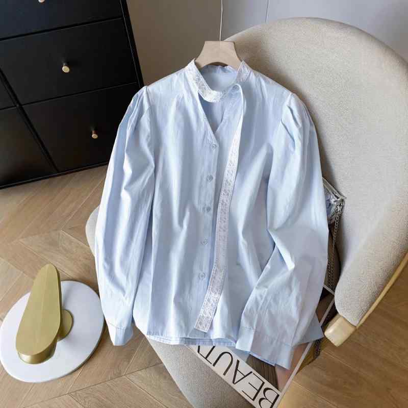 Vネック シャツ 女性用 春夏 フレンチスタイル リボン デザイン 長袖 トップス ワイドシルエット ゆったり 着回し スリム効果 軽量 綿素材 接触冷感 ベーシック 普段使い カジュアル