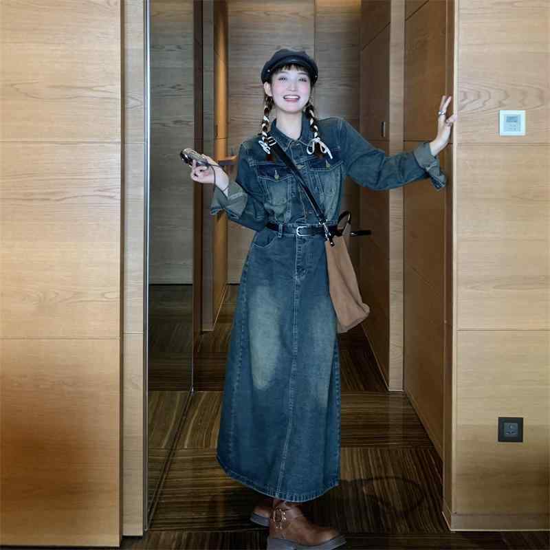 衣装 レディース 春夏 牛仔 ジーンズ 原材料 広々とした影ぼうし ロング丈 midi丈 ゆったり ビッグ影ぼうし 洗いもの製作 照明ランプ色つや 長袖 韓国 流行り物 可愛らしい 普段使い走り 軽さ 伸縮性 通い用 会う約束 黒いこと 青み 象牙色 ベー