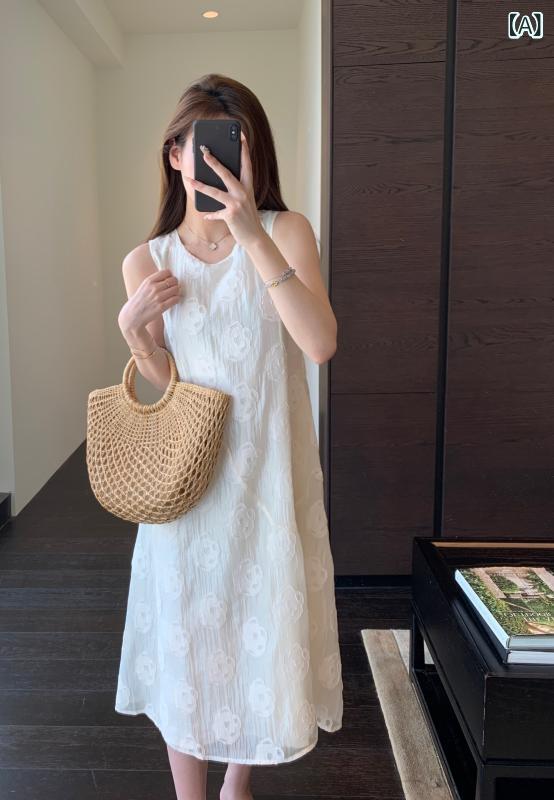 衣装 お上さん用 春夏 当たること冷感 うつり変わり 花柄 後ろ側食い違い か細い 白いこと 綿織物 軽さ 通気性 愛くるしげ 膝丈 女子らしい トップス スコート