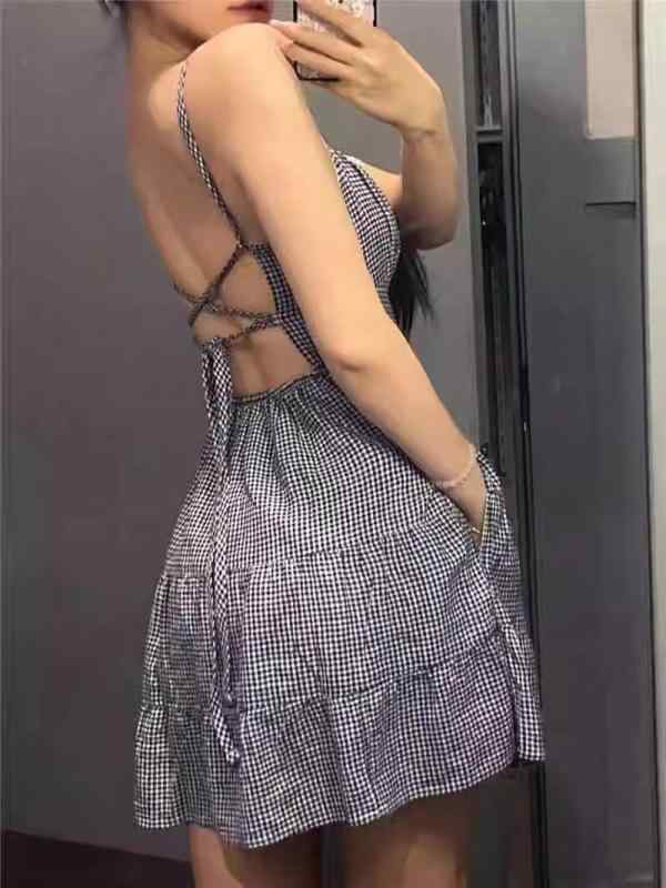 サマードレス 女性用 セクシー 吊り紐 ワンピース 胸パッド 背中開き ウエスト紐 綿混 軽量 春夏 ピュアスタイル ビーチ かわいい ピンク系 アイボリー 吸湿速乾 ビッグシルエット