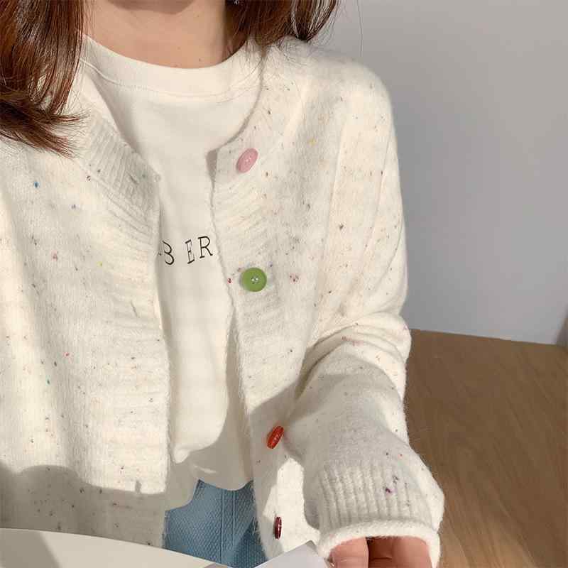 編み物 スウェーター お上さん用 秋冬 朦々たる 愛くるしげ 翰林院 明けっ広げジレー アウター トップス 長袖 生あたたかい パステル色の 綿織物混 花の冠yd 普段使い