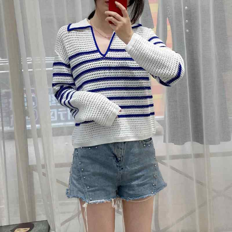 トップス レディース 春夏 切り替え ストライプ ニットセーター 薄手 かわいい クール 軽量 吸湿速乾 通勤用 普段使い カジュアルスタイル コットン混 ブラック ピンク系 アイボリー ビッグシルエット Vネック 接触冷感｜リバーパディ