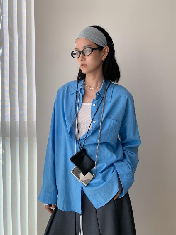 シャツ 女性用 秋 苺麻 素材 ゆったり シルエット 肌触り 良い シングルブレスト ボタン 長袖 通気性 良い コットン 混 基礎 アイテム ベーシック スタイル 軽量 吸湿 速乾 ブラウス トップス カジュアル 普段使い